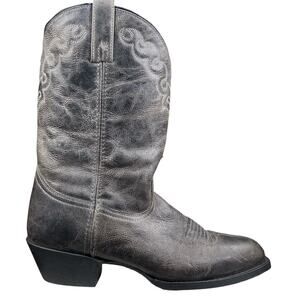 Dingo Mens Grey Leather Round Toe Western Cowboy Boots Size US 11.5 EW